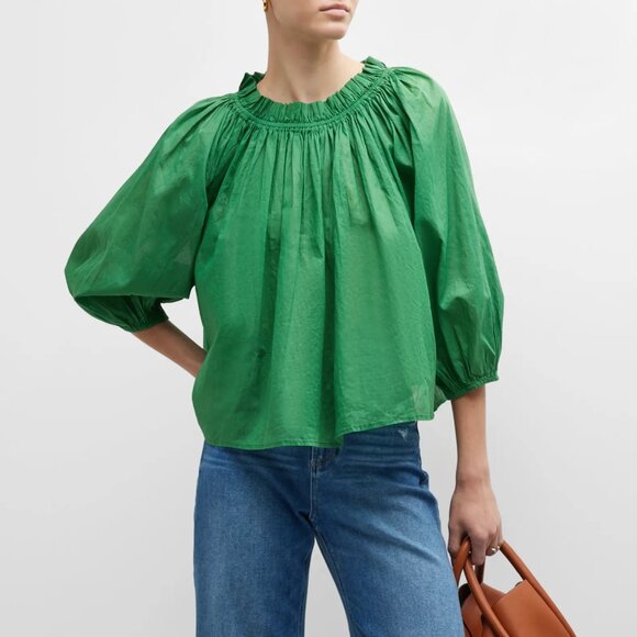 SzM “The Great" Green Puff Sleeve Prim Top  - EUC - Picture 6 of 6